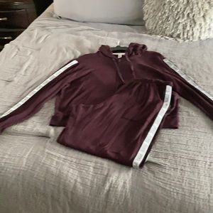 Dark burgundy pink two piece lounge wear